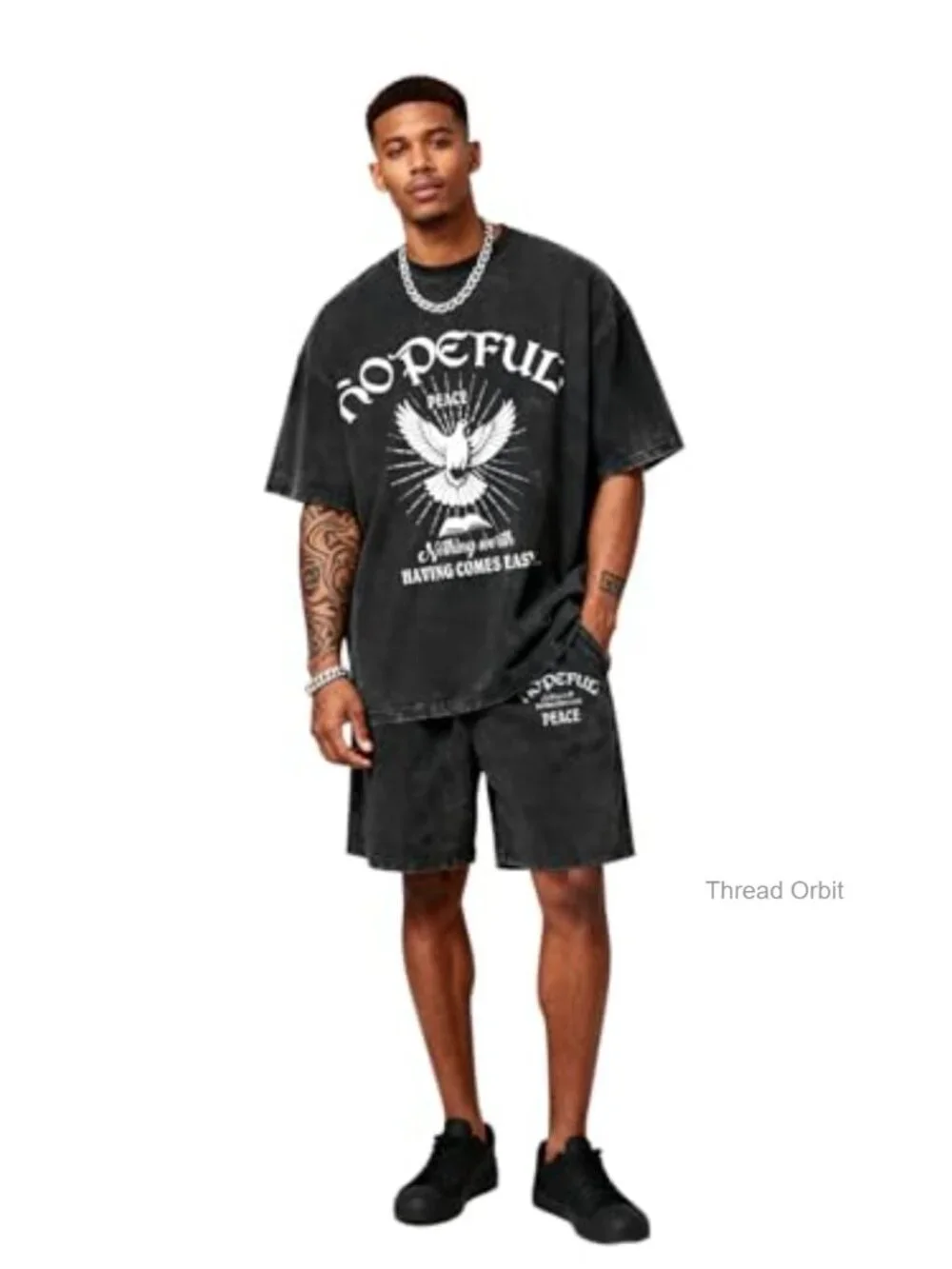 Men's 2 Piece Retro Short Set Graphic Tee & Shorts Summer Outfit_6